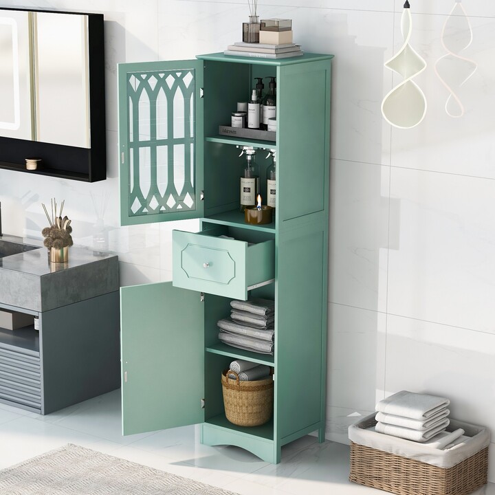 Joliwing 63.8'' Tall Bathroom Freestanding with Acrylic Doors