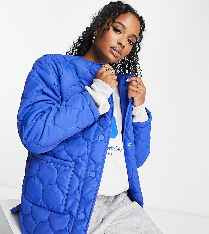Threadbare Petite diamond quilted jacket in cobalt - ShopStyle