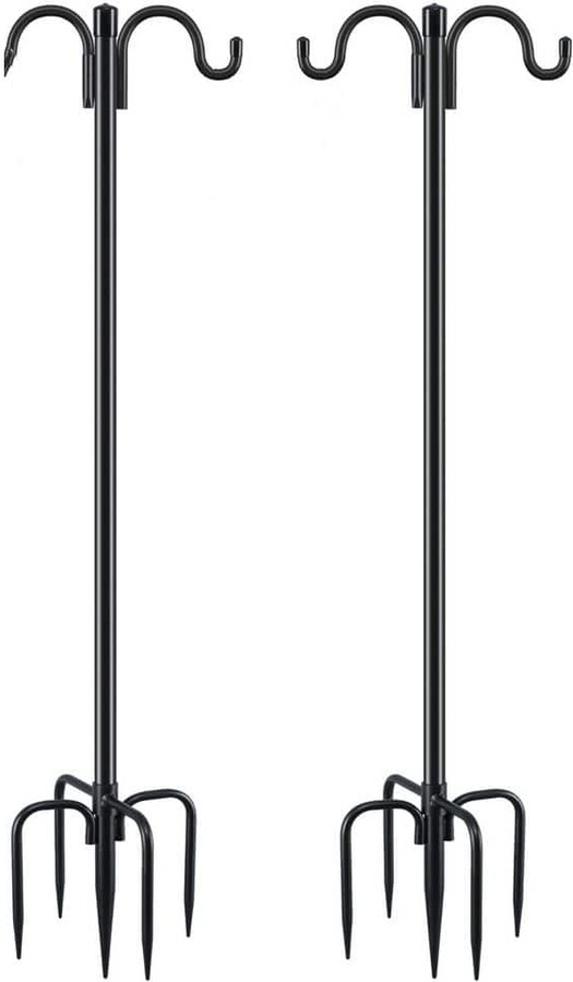61.5 in. Black Iron Shepard's Hooks Adjustable Shepard's Hook for Garden (2-Pack)