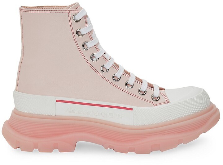 Alexander McQueen Leder Wander Schnürschuhe in Pink Damen Schuhe Stiefel Stiefeletten 