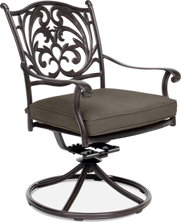 Agio Set of 6 Chateau Aluminum Outdoor Dining Swivel Rockers with Outdoor Cushion, Created for