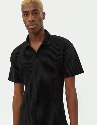 Issey Miyake Homme Plisse Men's Basics Polo Shirt in Black, Size 3