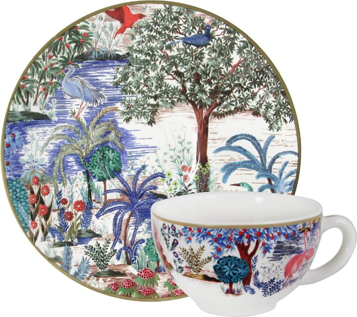 Gien Set of 2 Jardin Du Palais Tea Cups and Saucers