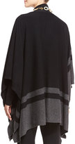 Thumbnail for your product : Eileen Fisher Striped Cashmere Bateau-Neck Poncho, Black