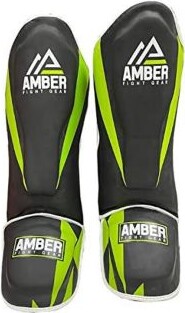 Amber Sports Pro Style Competition Muay Thai Shin Guards With Instep Protection For Kickboxing Mma Combat Sports Lightweight Durable Adjustable Medium