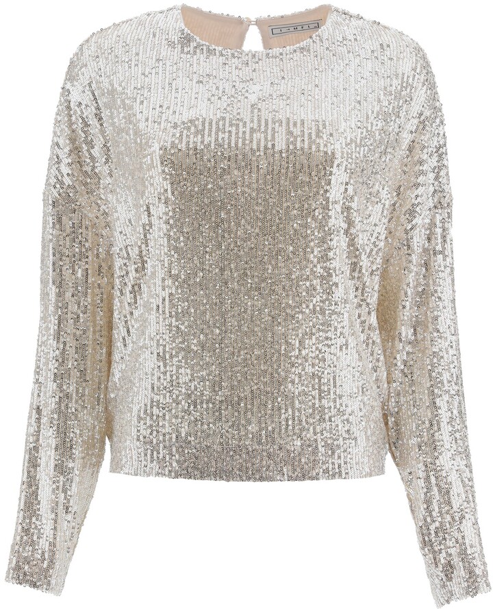 silver grey sparkly tops