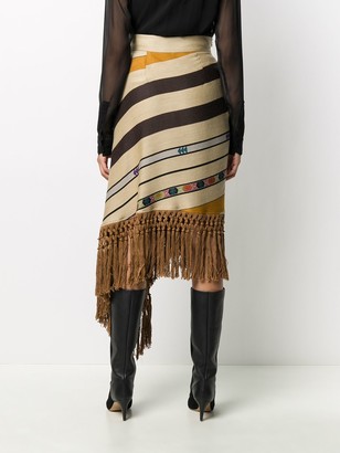 Etro Striped Fringe Midi Skirt