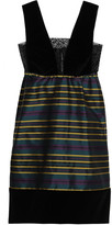 Thumbnail for your product : Isa Arfen Cotton-blend Velvet And Striped Satin-twill Mini Dress