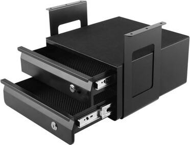 13" Wide Under Desk Drawer Slide Out, Under Table Pull-Out Drawer Attachment, Hidden Desktop 2 Layer Storage Organizer, Lockable Undermount Pencil Dra
