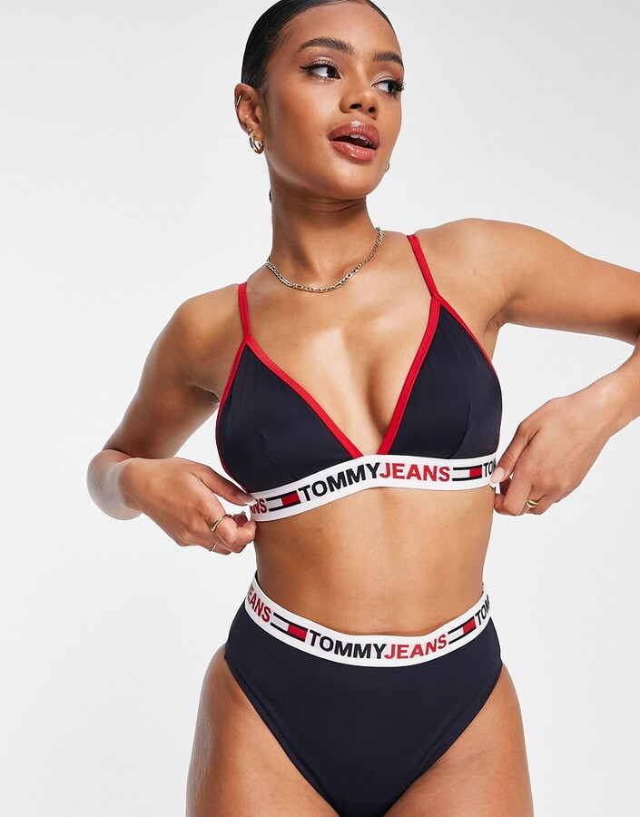 Tommy Hilfiger Jeans top in navy blue - ShopStyle Two Piece Swimsuits