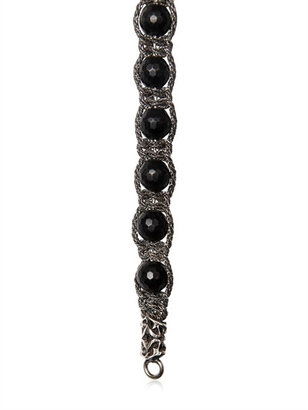 Emanuele Bicocchi Onyx Beads & Silver Chain Bracelet