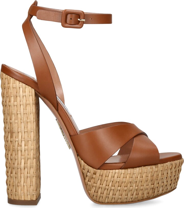 Aquazzura Leather Sunseeker Plateau Sandals 140