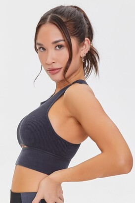 Forever 21 Women's Seamless Thick Ribbed Cutout Sports Bra in