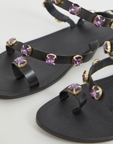 Thumbnail for your product : ASOS DESIGN Fuel leather embellished flat sandals
