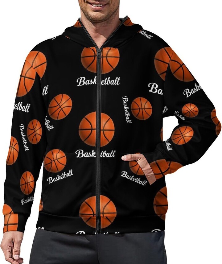 VAFZASC Fall Sweatshirts Basketball Black Art for Women Zip Up Hoodies Sweatshirt Casual Jacket with Pockets