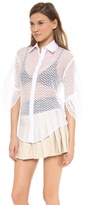 Thumbnail for your product : Catherine Malandrino Exaggerated Sleeve Lace Blouse