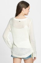 Thumbnail for your product : Billabong 'Half Moon Bay' Fringe Sleeve Open Knit Pullover (Juniors)