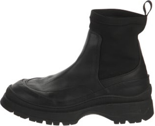 Rachel Comey Leather Ankle Chelsea Boots Black Round-Toes Platform Wrap-Around Straps Unfortunately, due to restrictions, this item may not be eligible for shipping in all areas.
