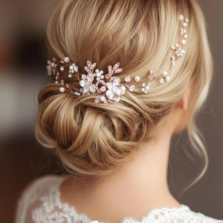 rose gold and pearl headpiece