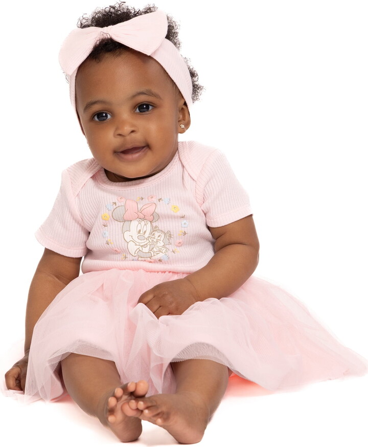 Disney Baby Wishes + Dreams Character Infant Baby Dress and Bow Headband Set, 2-Piece, Sizes Newborn-12 Months