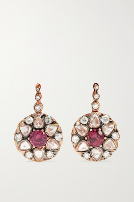 Selim Mouzannar Beirut 18-karat Rose Gold, Diamond And Rhodolite Earrings - one size