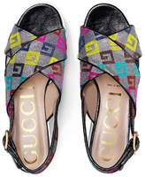 Thumbnail for your product : Gucci Velvet G lurex crossover platform sandal