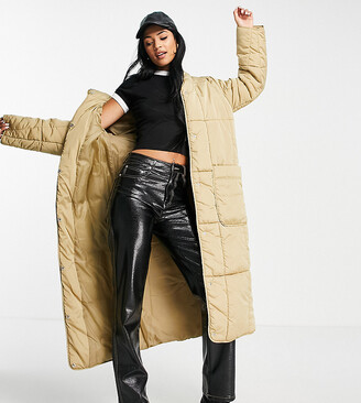 ASOS Tall ASOS DESIGN Tall quilted longline puffer coat in camel