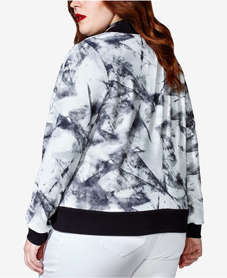 mblm by Tess Holliday Trendy Plus Size Printed Mesh Bomber Jacket