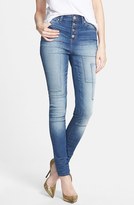 Thumbnail for your product : Dittos High Rise Paneled Skinny Jeans (Blue)