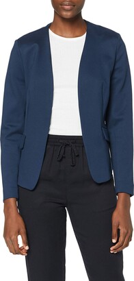 navy blue collarless jacket