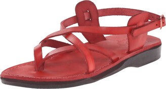 Jerusalem Sandals Tamar Buckle - Leather Flip Flop Sandal - Red