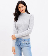 Thumbnail for your product : LOFT Puff Sleeve Turtleneck Cable Sweater