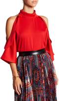 Thumbnail for your product : Gracia Cold Shoulder Mock Neck Blouse