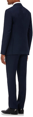 Barneys New York MEN'S MICRO-CHECKED WOOL TWO-BUTTON SUIT-NAVY SIZE 40 R
