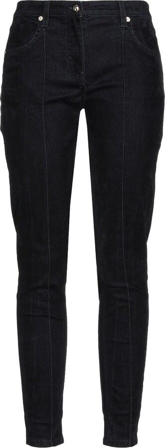 Dark grey stretch denim jeans with velvet-like flocked q…