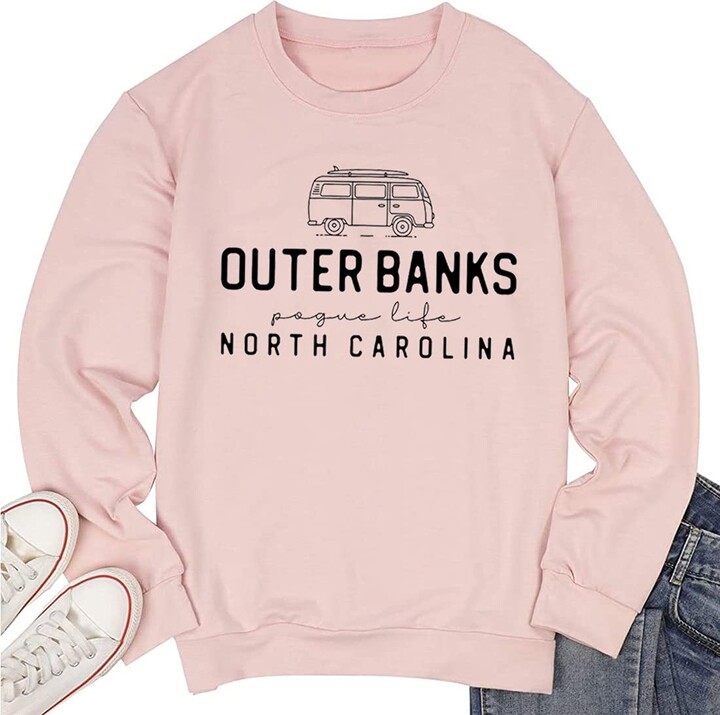 TSIIUO Women's Outer Banks Pogue Life Monoline Bus Sweatshirt Funny North Carolina Netflix Show