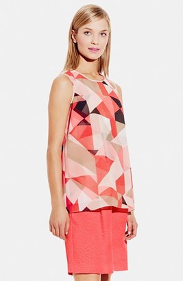 Vince Camuto 'Sorbet Squares' Print Sleeveless Double Layer Blouse