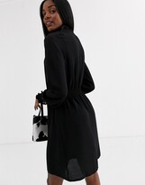 Thumbnail for your product : New Look high neck shirred waist mini dress in black