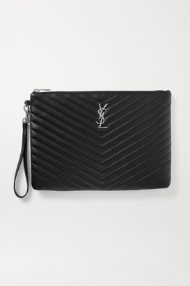 Saint Laurent Monogramme Quilted Leather Pouch - Black - One size