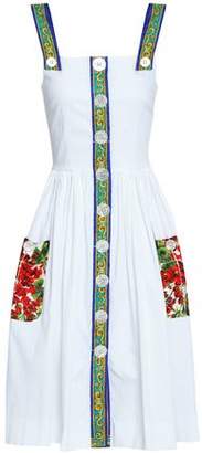 Dolce & Gabbana Jacquard-trimmed Pleated Cotton Dress