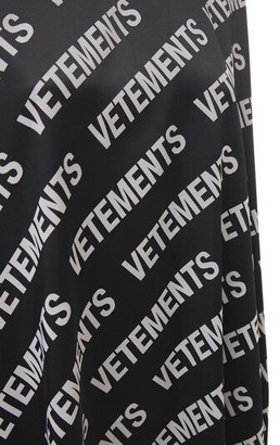 Vetements All-Over Logo Viscose Blend Satin Dress