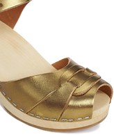 Thumbnail for your product : Swedish Hasbeens Gold Peep Toe Super High Heeled Sandals