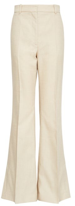 beige flared trousers