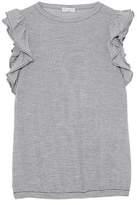 Brunello Cucinelli Ruffled Striped Wool And Cashmere-Blend Top
