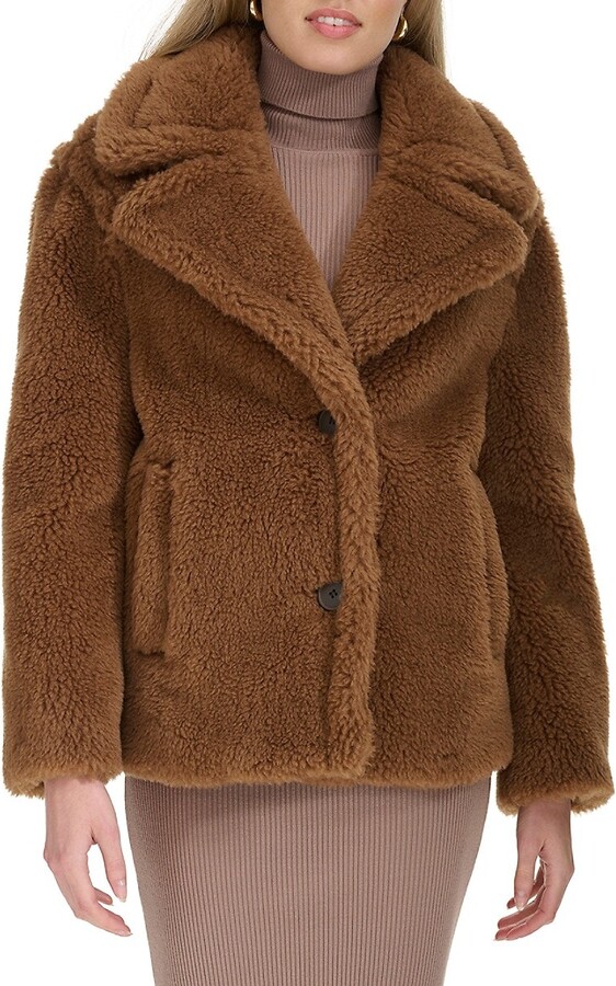 Cole Haan Notch Lapel Faux Fur Jacket
