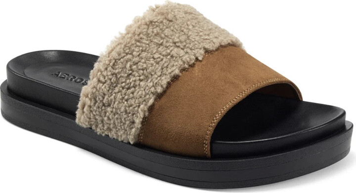 Aerosoles Women's Louie Sandals Cognac Slip On Open Toe Comfort Slide GAL1067