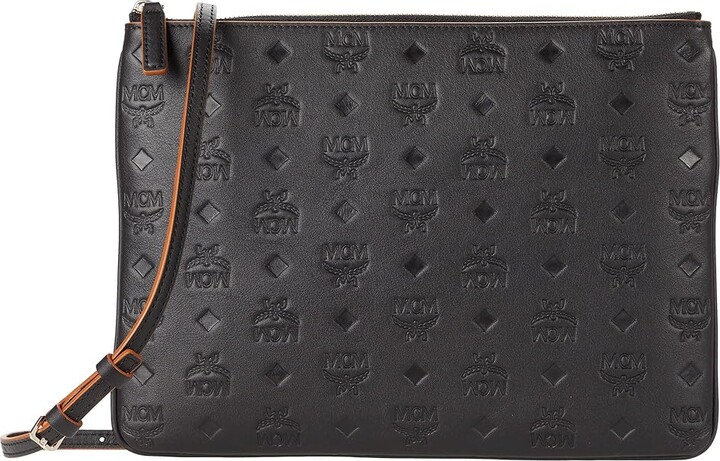 Mcm Klara Monogram Leather Crossbody Pouch - Black