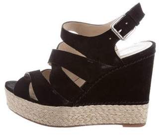 KORS Suede Caged Wedge Sandals