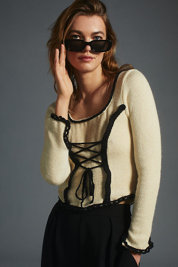 Tach,Tach Clothing Tach LaceUp Corset Sweater Beige ShopStyle