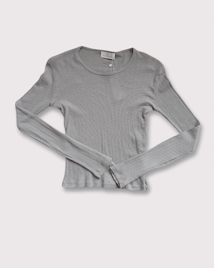 Gil Rodriguez Women's Pointelle Perla Long Sleeve Top In Neutral Grey